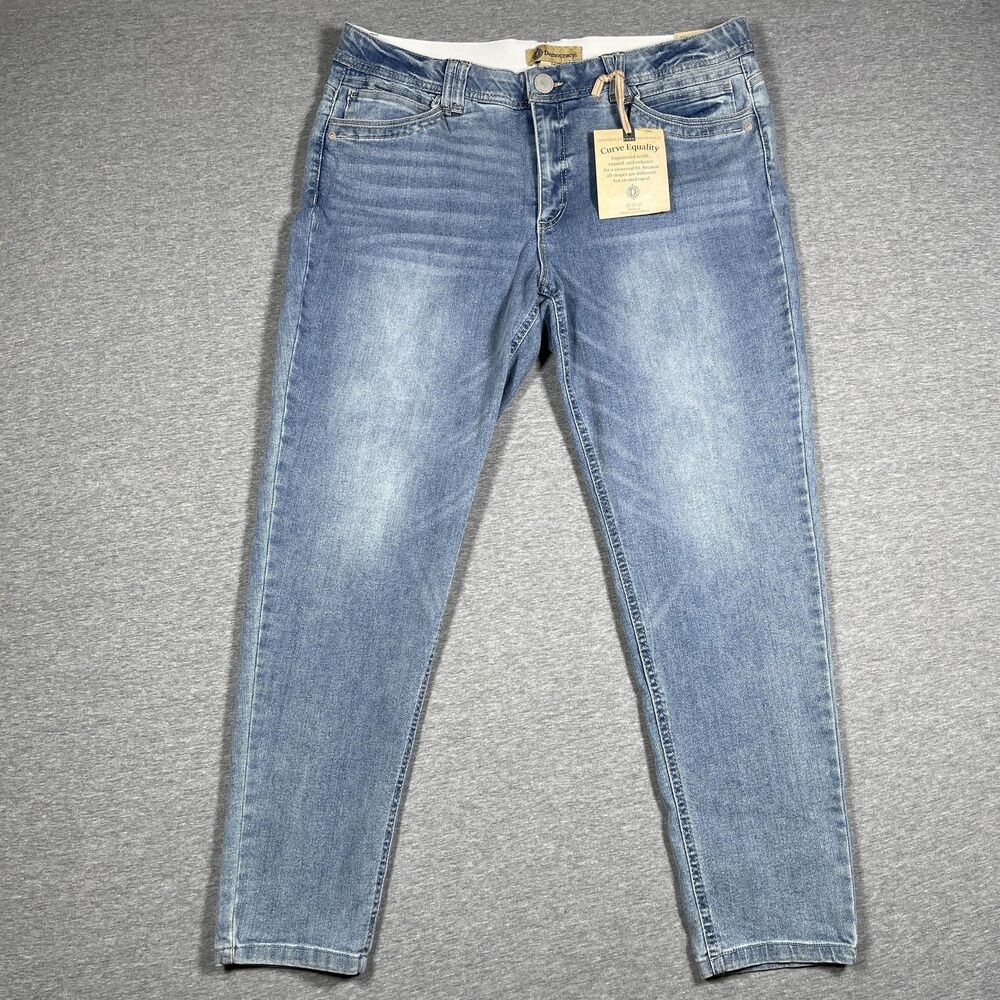 NWT Democracy Jeans Womens 16 Blue Ankle Slim Mid Rise Stretch Shaping Denim
